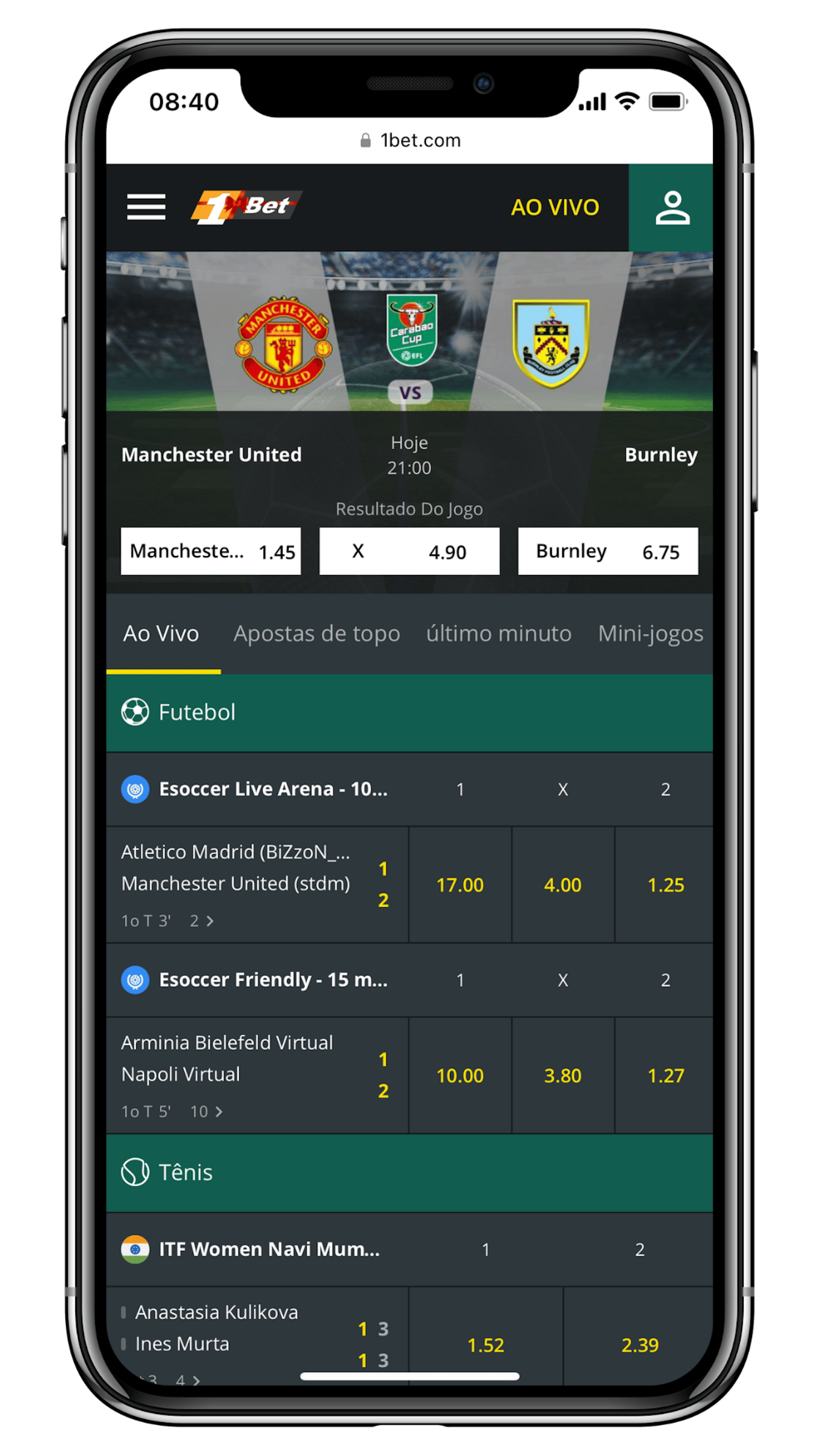 1Bet futebol