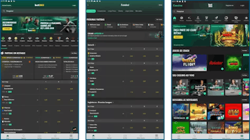 3 telas da app Bet365