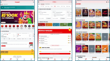 3 telas da app Superbet