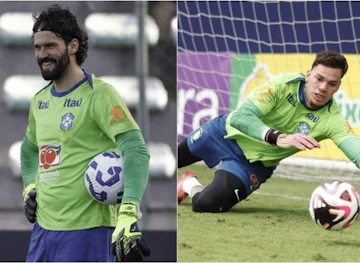 Alisson e Ederson treinando pela selecao do brasil