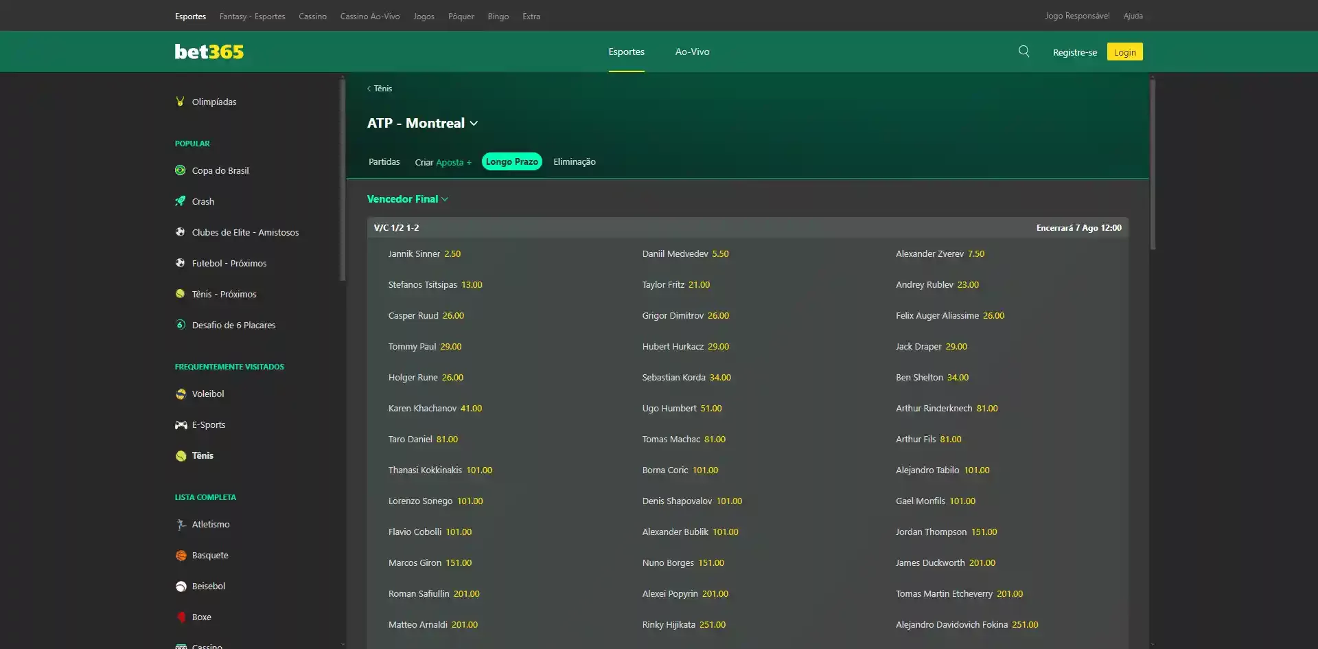 Apostas Longo Prazo Bet365