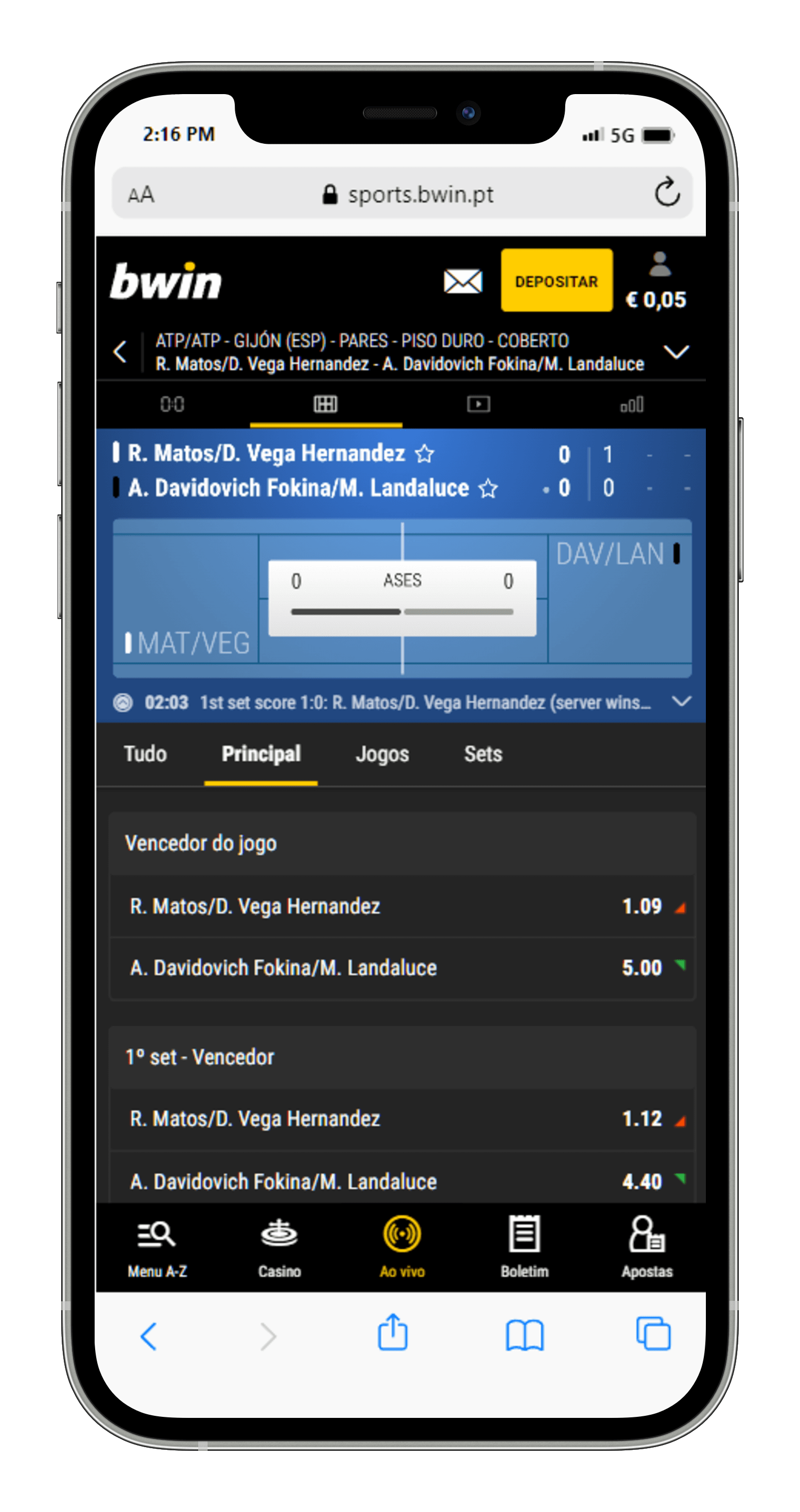Apostas ao Vivo Bwin