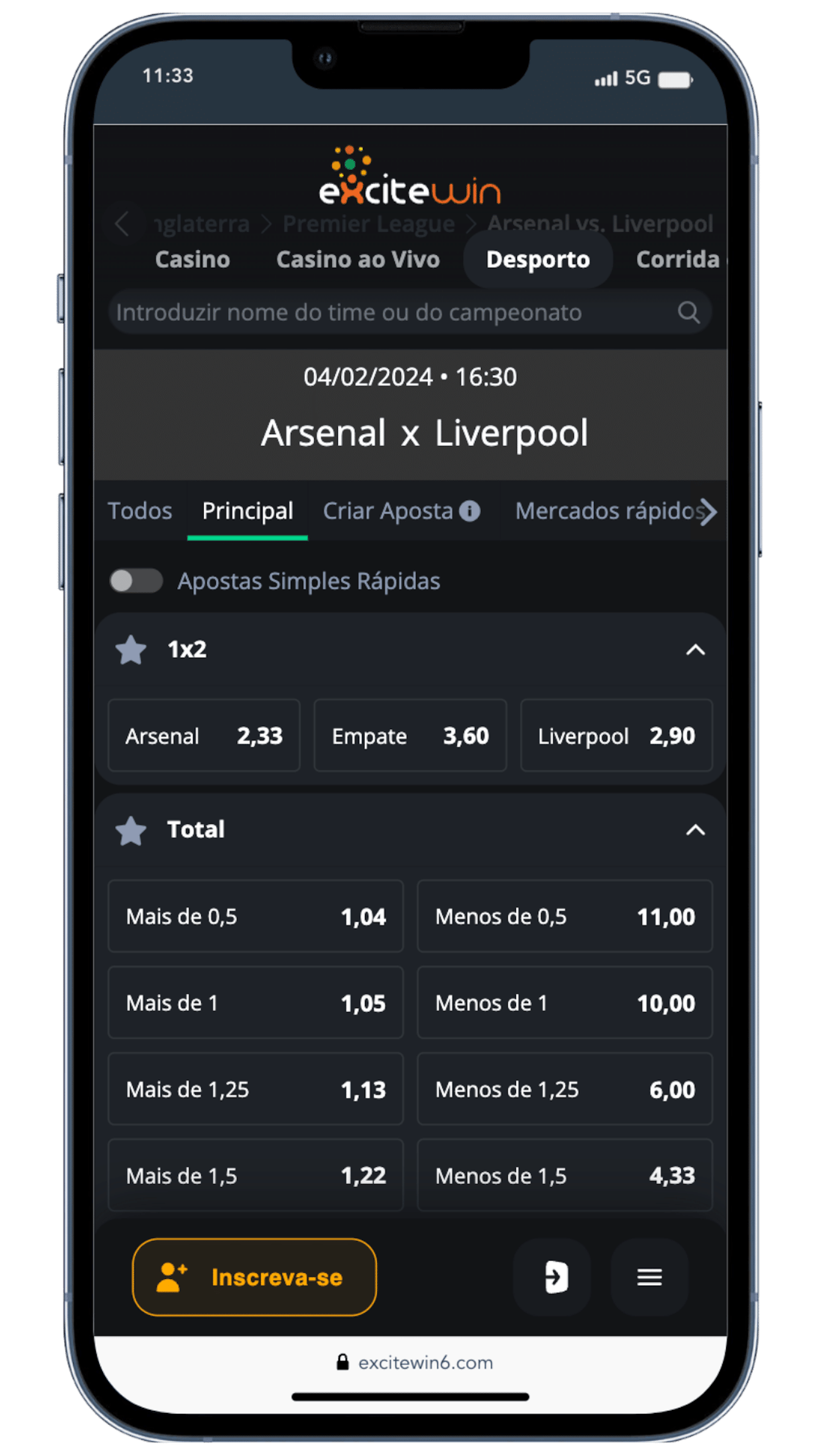 Apostas em Futebol na Excitewin