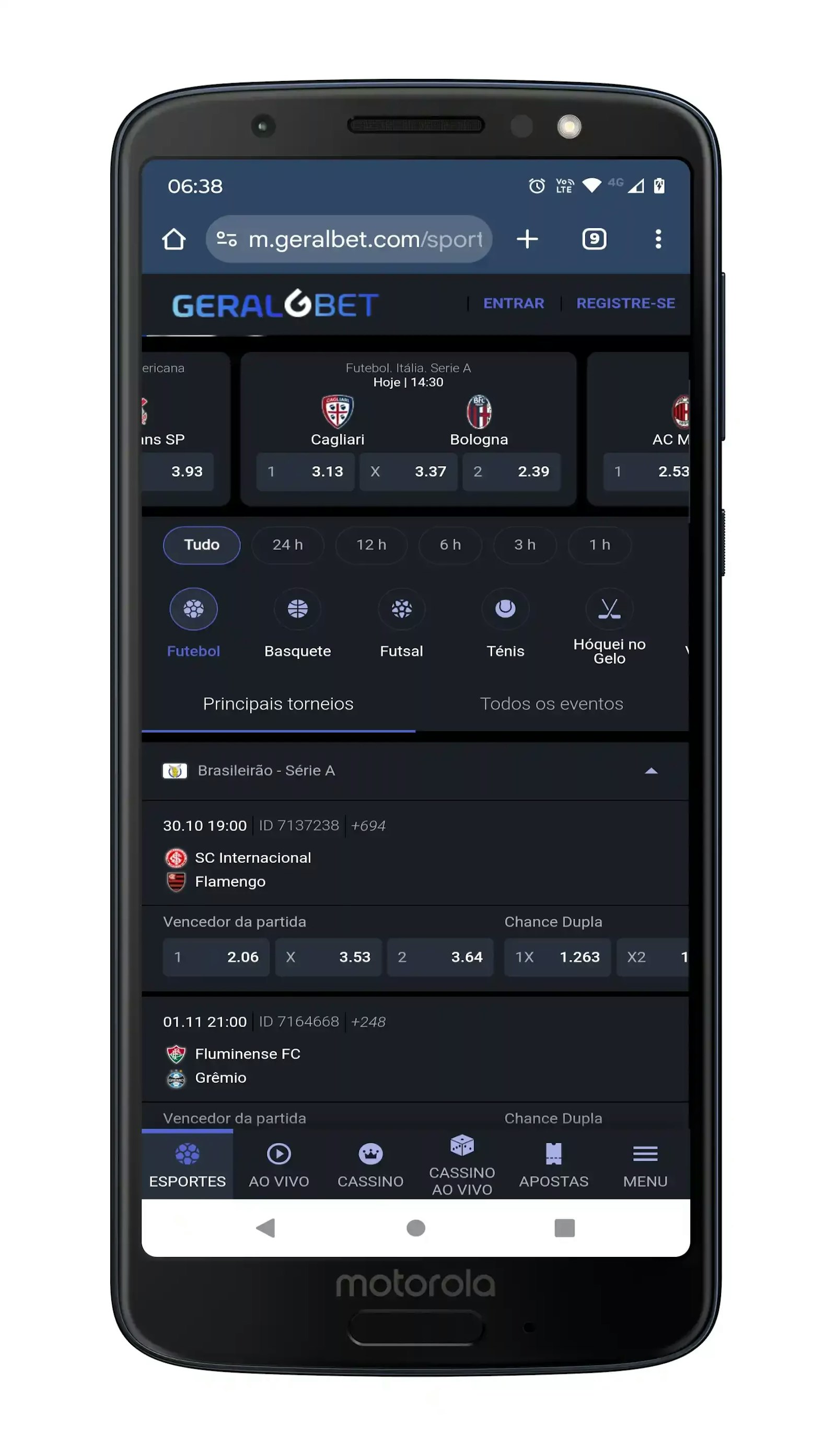 Apostas esportivas na Geral Bet