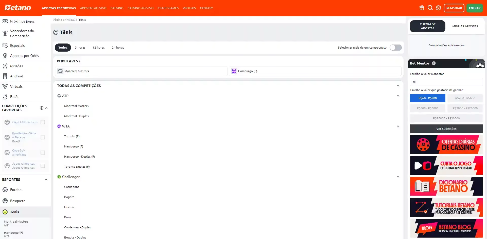 Betano Aposta em Tenis