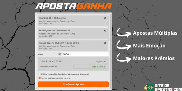 Bilhete de aposta multipla com 3 selecoes da Aposta Ganha