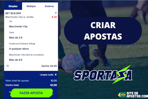 Bilhete de apostas da Sportaza com exemplo de funcao criar aposta