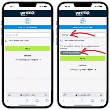 Como colocar codigo promocional no registo da Wettigo