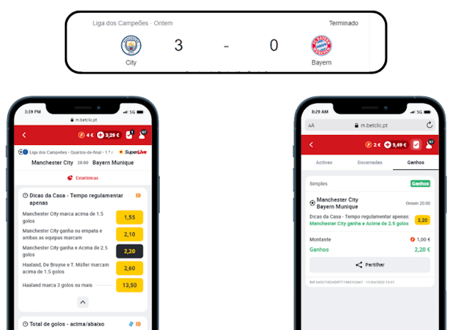 Dica da Casa da Betclic no jogo City vs Bayern