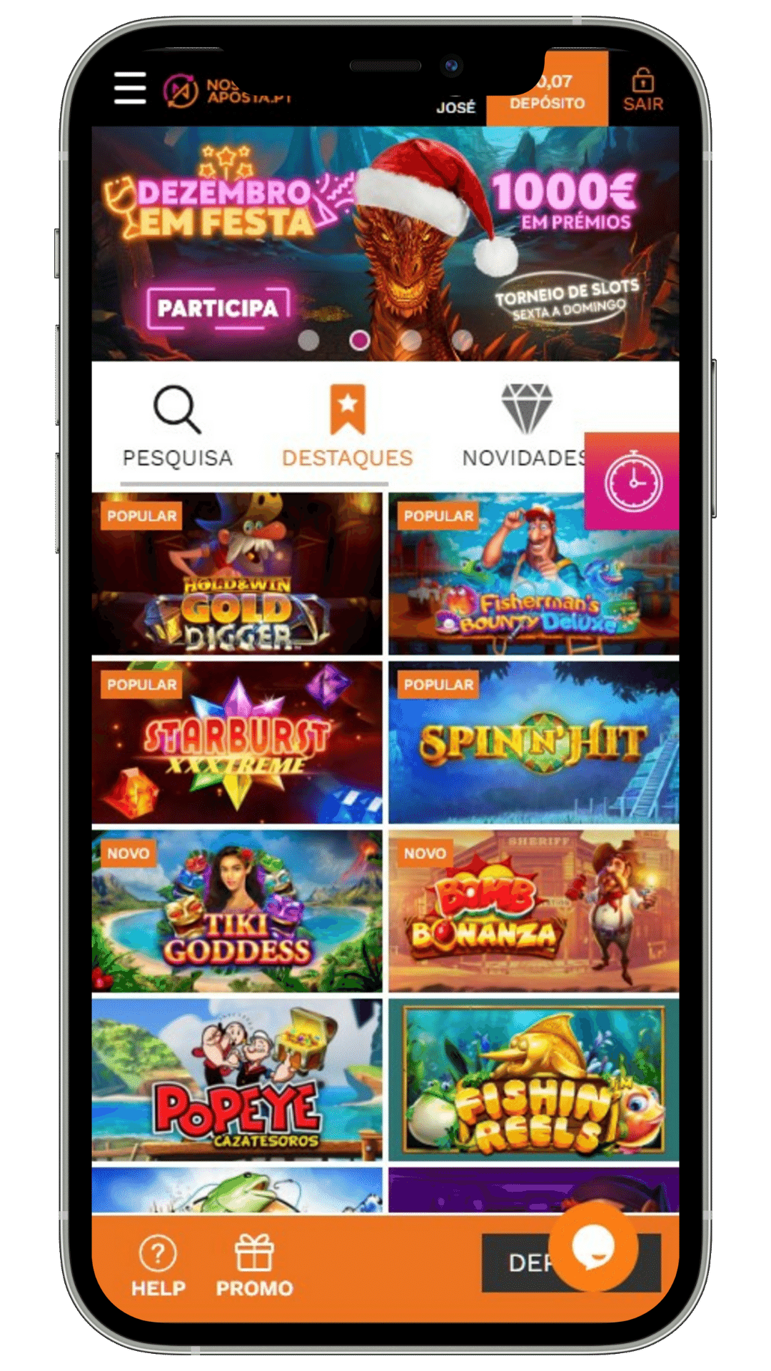 Homepage Nossa Aposta