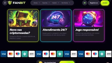 Homepage da Fanbit com referencia a criptomoedas