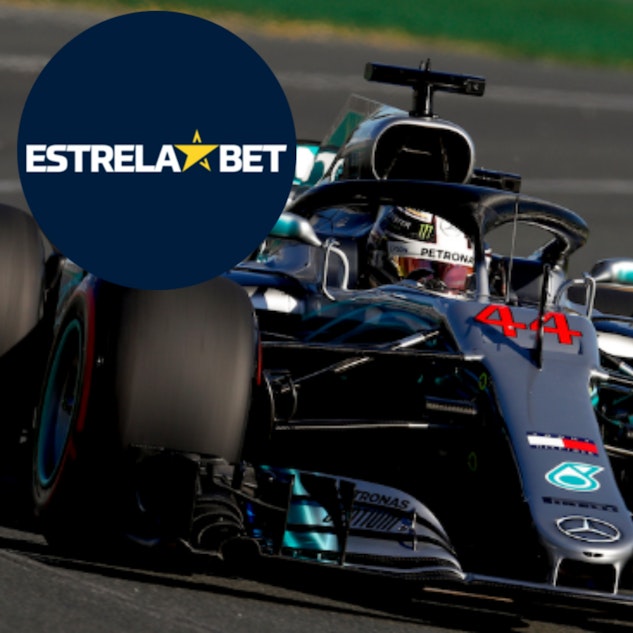 Ilustracao de carro de formula 1 com a logo da Estrela Bet