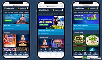 Imagem de tres celulares mostrando o cassino Galera bet