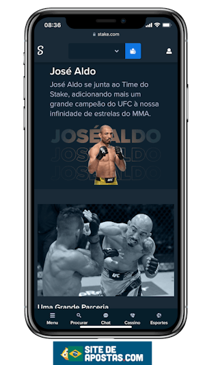 Mockup d eum celular mostrando que a Stake Apostas esportivas patrocina atletas de MMA