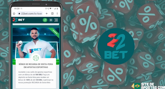 Mockup de celular com a pagina inicial das promocoes da 22 Bet