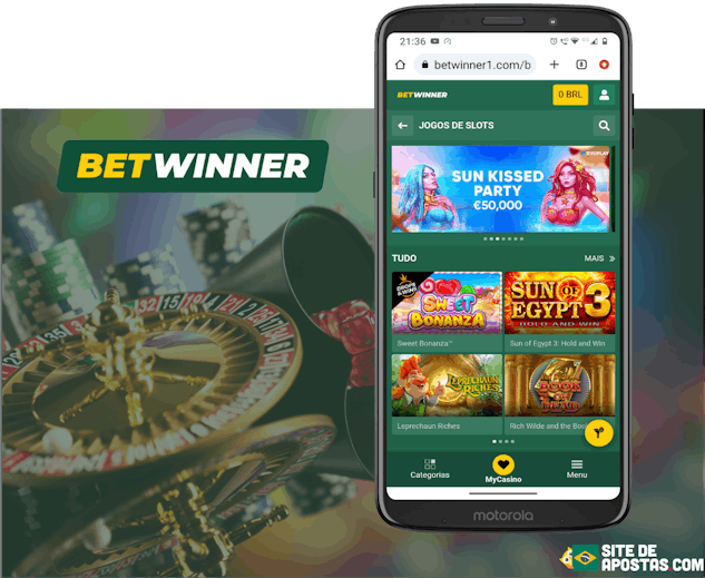 Mockup de celular com a pagina inicial do casino da Betwinner