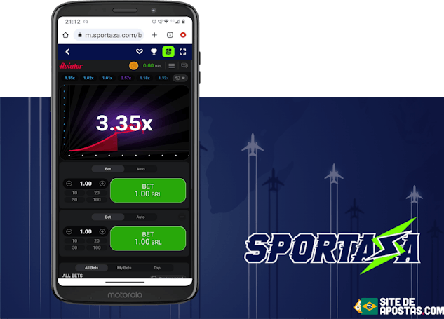 Mockup de celular com pagina de aviator da Sportaza