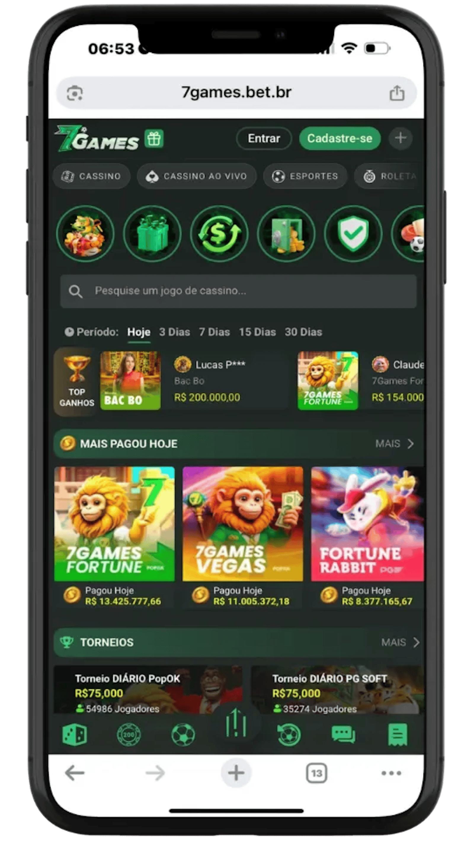 Pagina Inicial da 7 Games