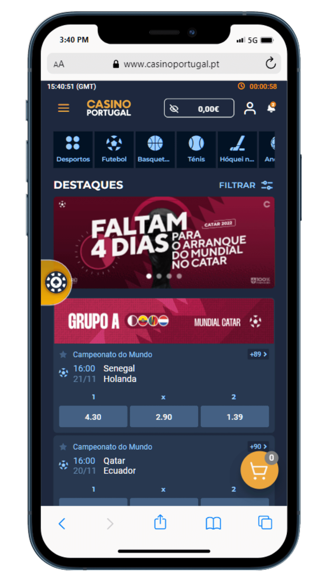 Pagina Inicial do Casino Portugal