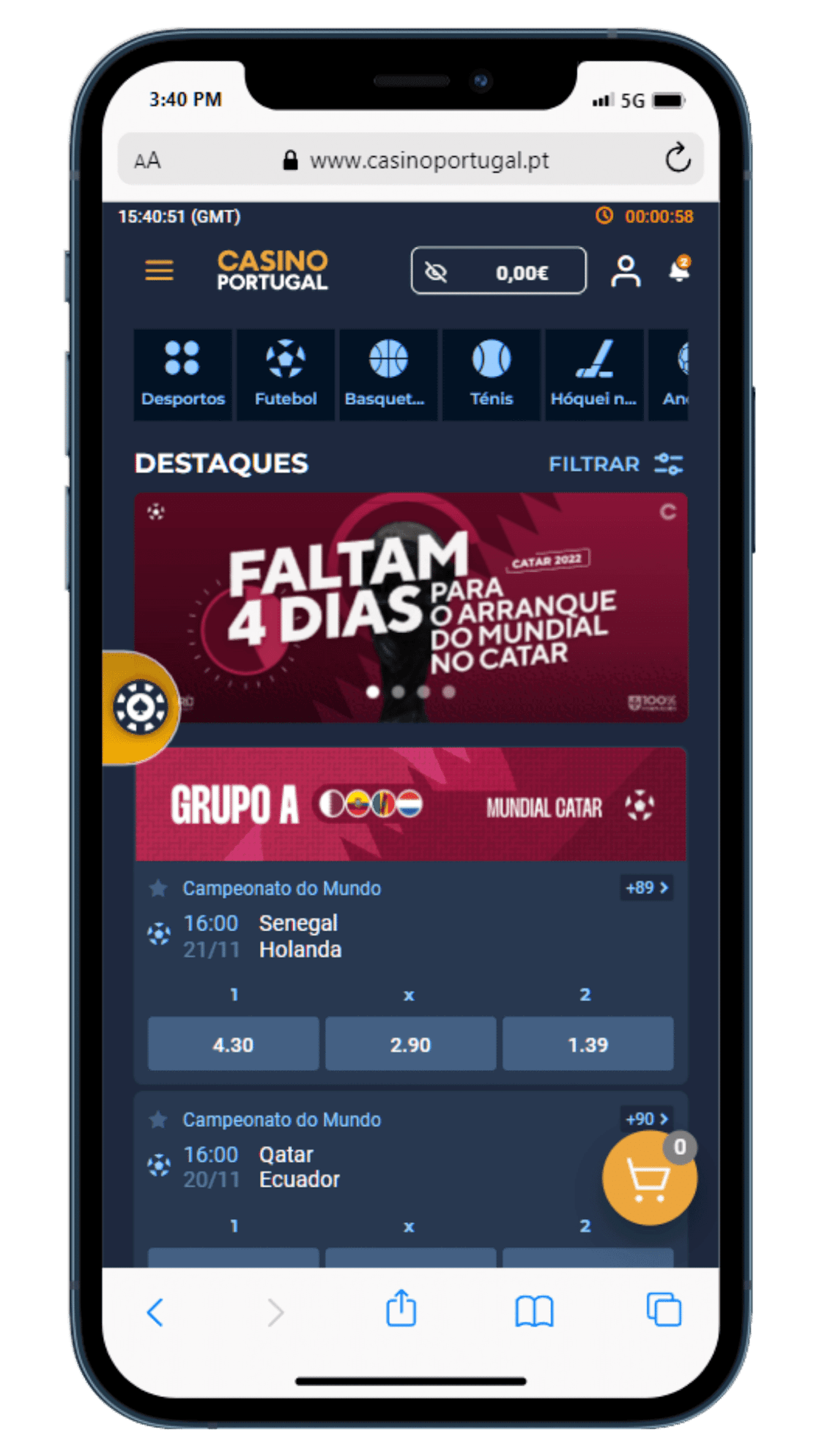 Pagina Inicial do Casino Portugal