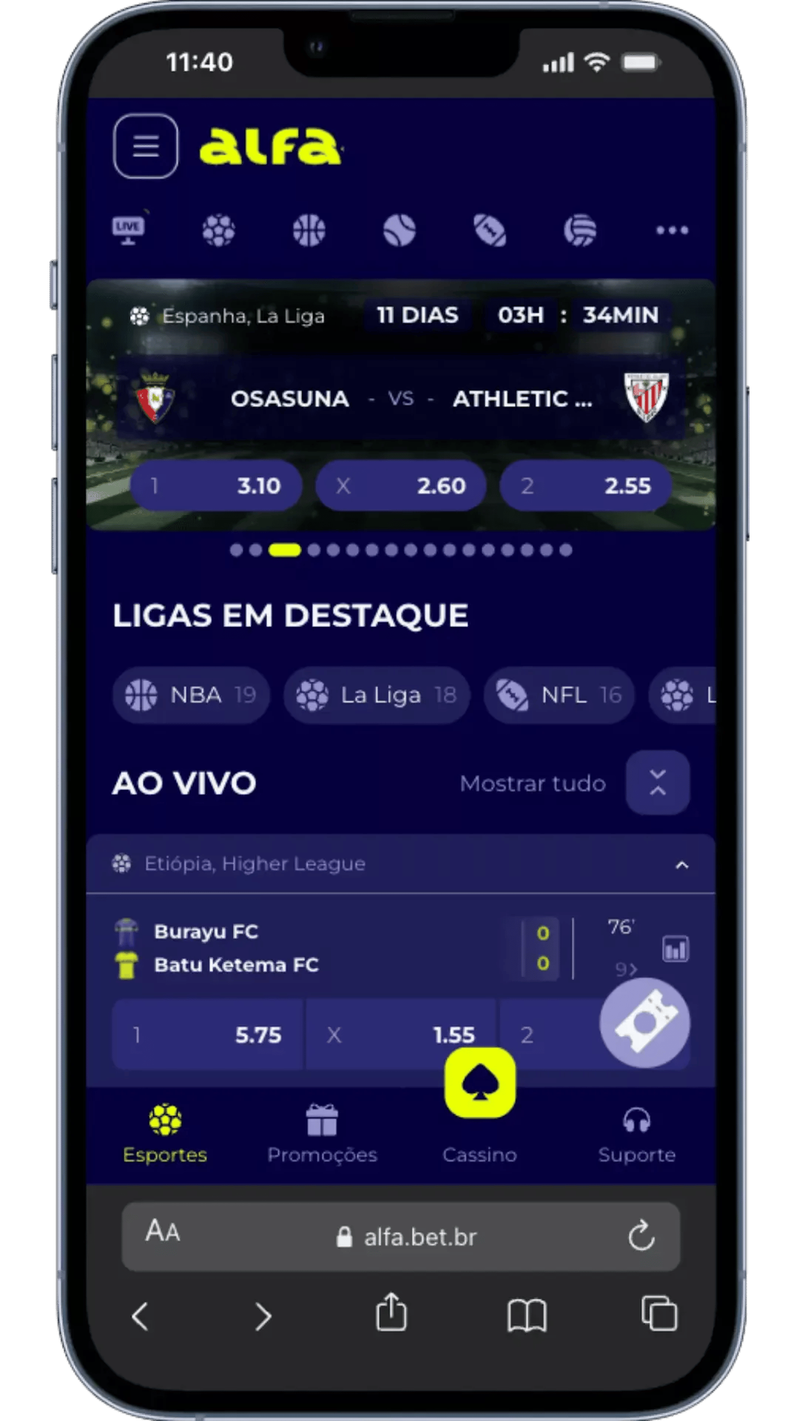 Pagina Inicial na Alfa