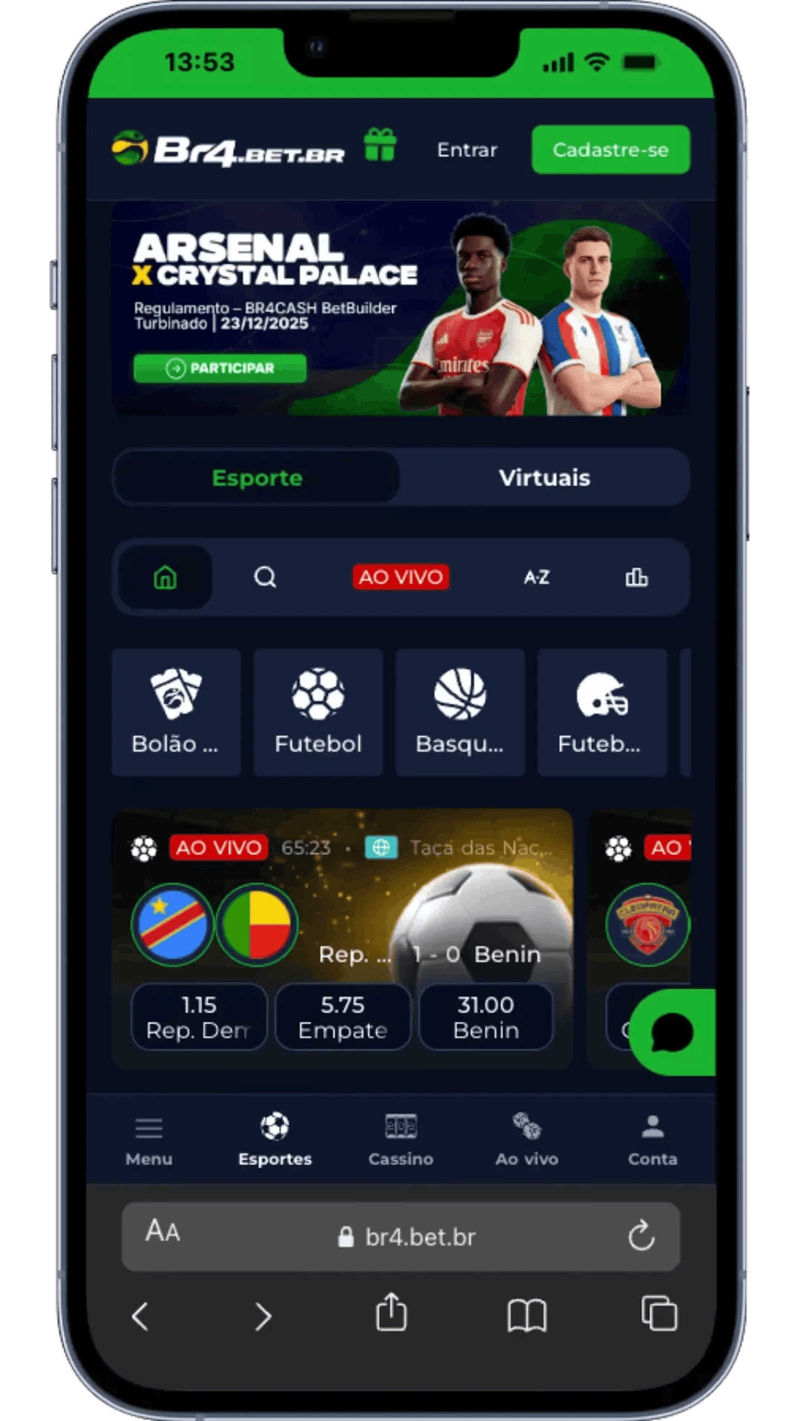 Pagina de Esportes na Br4