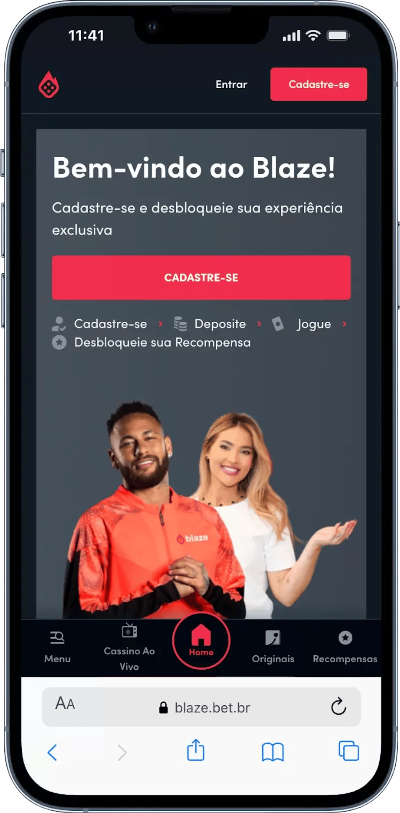 Pagina Inicial na Blaze