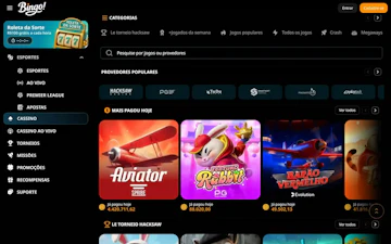 Plataforma de cassino da Bingo com slots que mais pagam em destaque