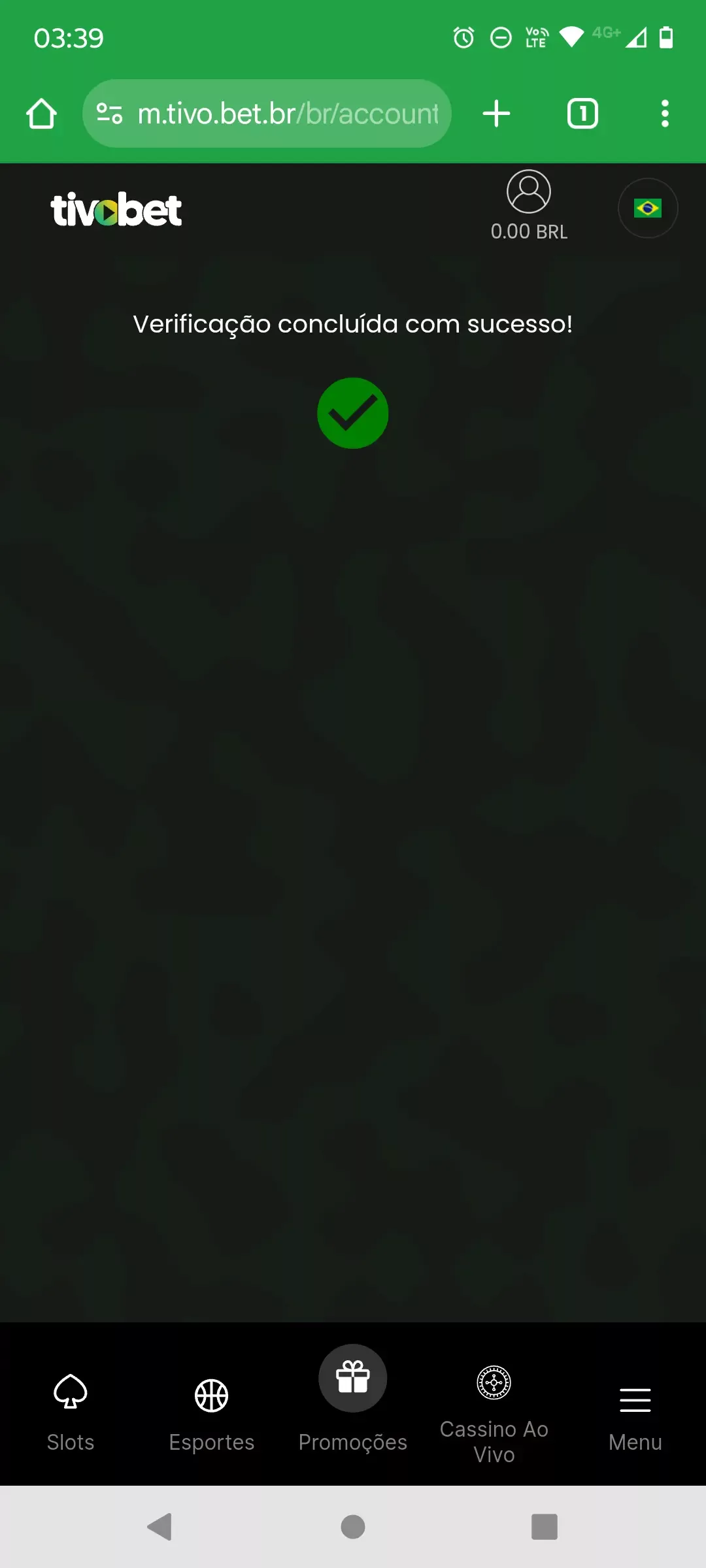 Processo concluido na Tivobet