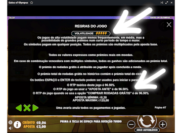 RTP e Volatilidade da slot Gate of Olympus