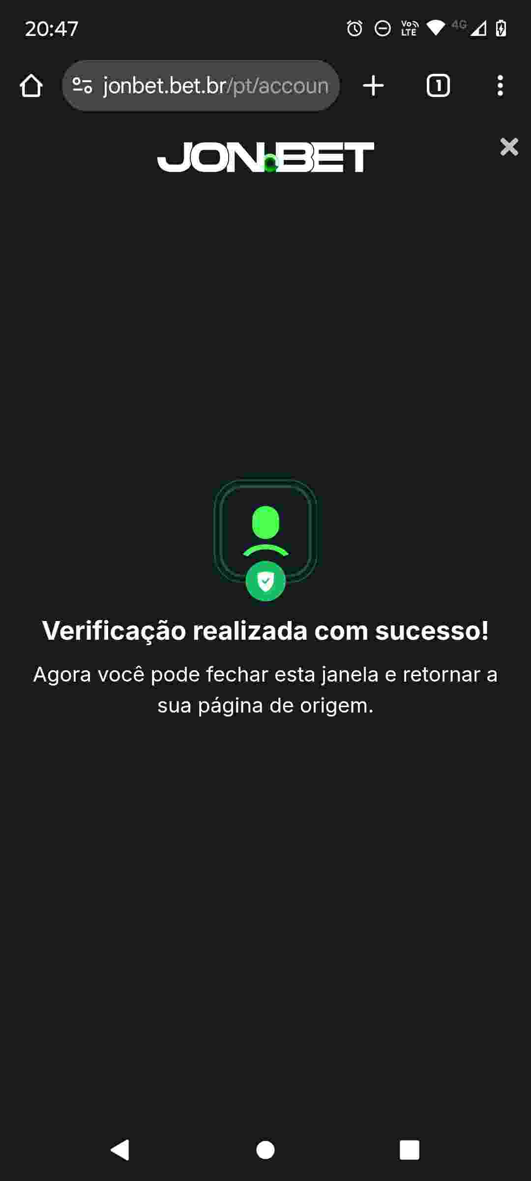 Reconhecimento com sucesso na Jonbet