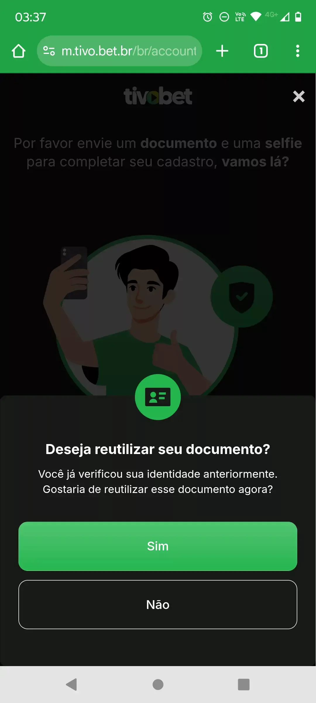 Reutilizar documento na Tivobet