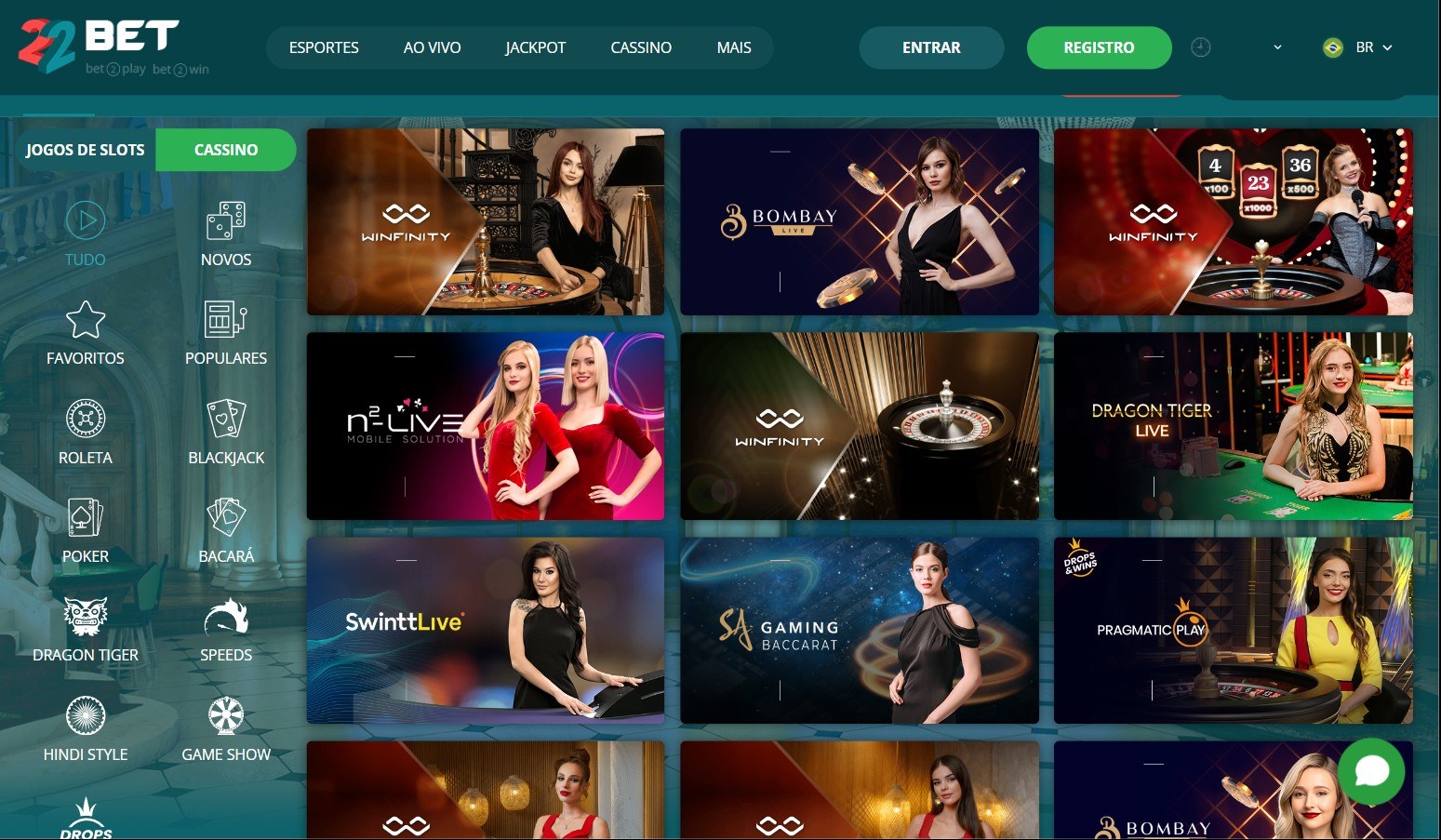 Sao muitos os jogos de casino ao vivo disponiveis