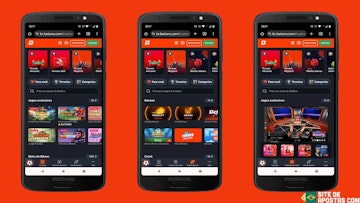 Tres celulares com paginas do cassino da Betano