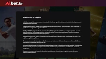 Comunicado da Brilliant Gaming no site AI bet
