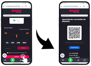 Depositar 1 real via PIX na Betmotion