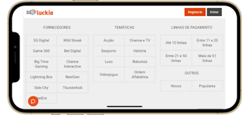 Filtros de slots no casino Luckia