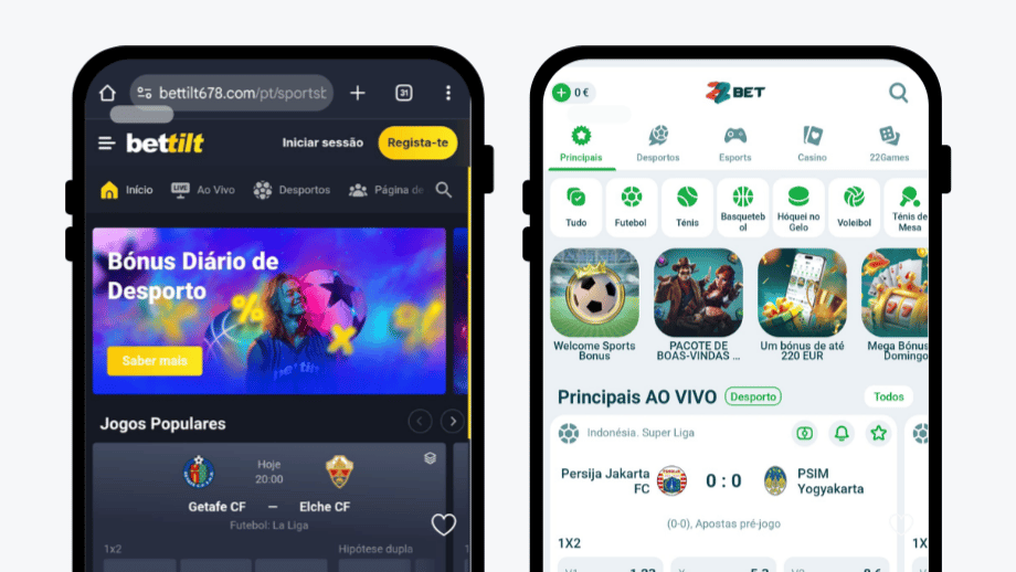 Imagem aplicacoes 22bet e bettilt
