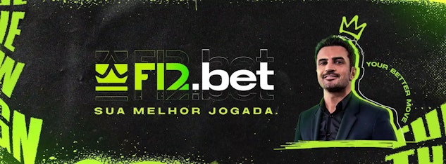 Imagem do logotipo da F12 Bet e do jogador de futsal Falcao