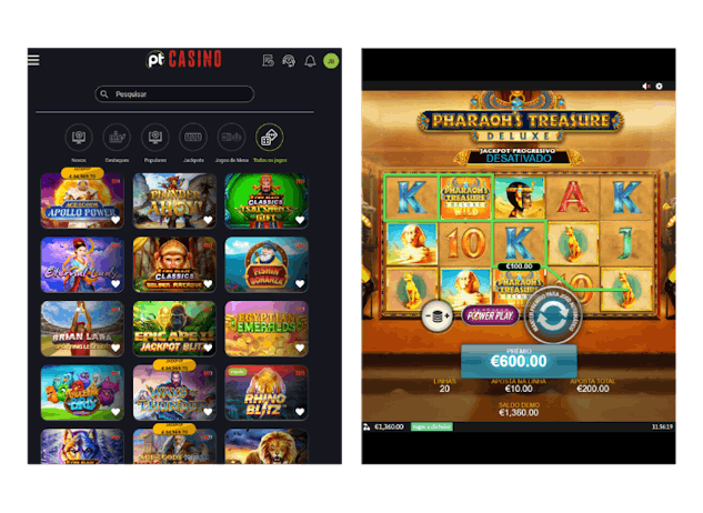 Imagem que mostra o casino online do Placard