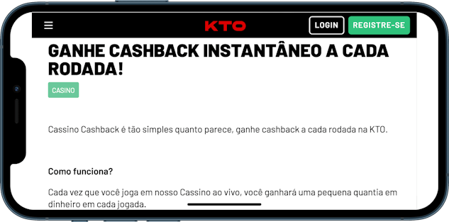 Imagem descrevendo a promoção de reembolso do site de apostas KTO