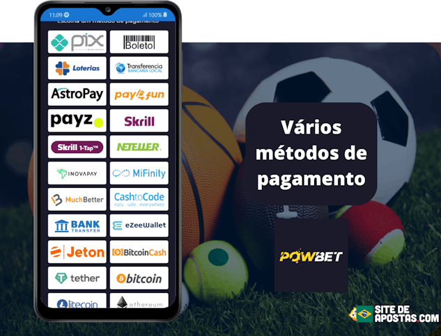 Mockup de celular com a pagina de deposito da Powbet