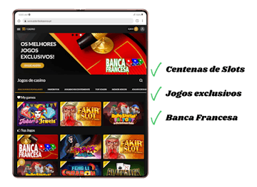 Mockup de smartphone a mostrar o casino da ESC Online