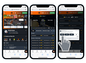 Mockup de smartphones com diferentes paginas da app Betano