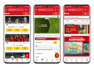 Mockup de smartphones com diferentes paginas da app Betclic