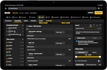 Mockup de tablet a mostrar as odsd especiais Bwin