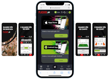Mockup smartphone que mostra onde fazer download da app Placard pt
