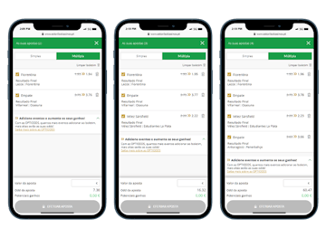 Mockups de smartphones que mostram como funcionam as opti odds da ESC Online