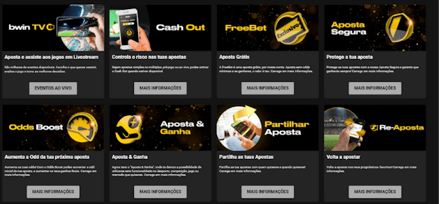 Pagina de funcionalidades bwin