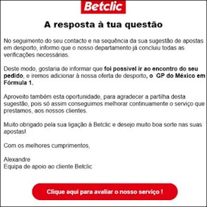 Pedido para abertura de apostas em formula 1 na betclic